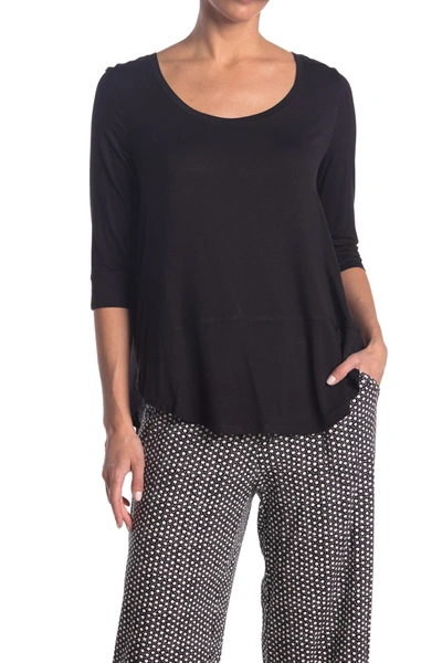 Hue Solid 3/4 Sleeve Pajama T-shirt In Black
