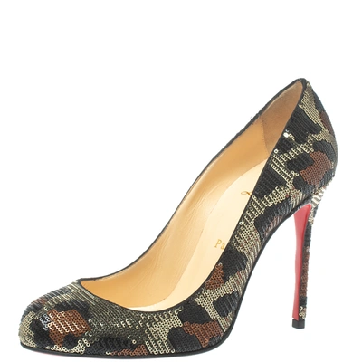 Pre-owned Christian Louboutin Multicolor Leopard Sequin Paillettes Leopa Pumps Size 38