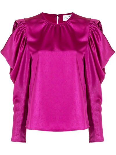 Tanya Taylor Astrid Ruffle Sleeve Blouse In Pink