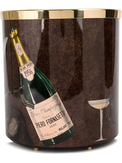 Fornasetti Champagne Wastepaper Basket In Brown