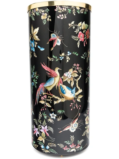 Fornasetti Floral Print Umbrella Stand In Black