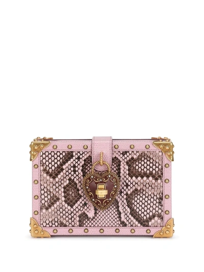 Dolce & Gabbana My Heart Bag In Dappled Python Skin In Pink