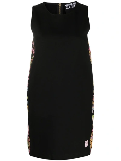 Versace Jeans Couture Multicolor Print Dress In Black