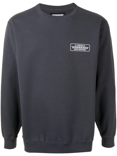 Neighborhood Logo-print Long-sleeve Sweatshirt In Blue