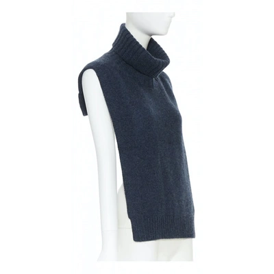 Pre-owned Celine Blue Cashmere Scarf