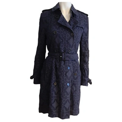 Pre-owned Burberry Trench Coat In Navy
