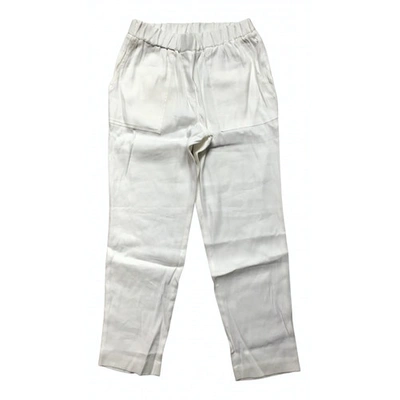 Pre-owned Theory Linen Carot Pants In White