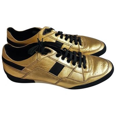Pre-owned Dior B18 Leather Low Trainers In Gold