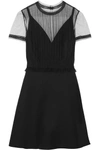 VALENTINO Tulle-panelled wool and silk-blend crepe mini dress