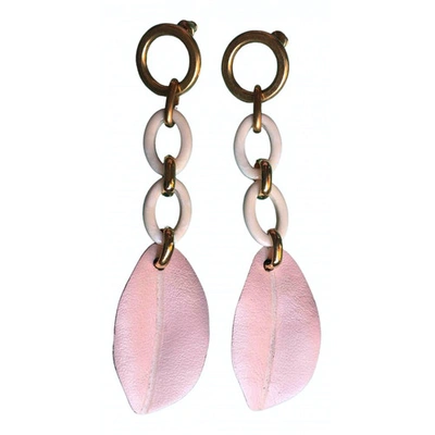Pre-owned Marni Leather Earrings In Pink