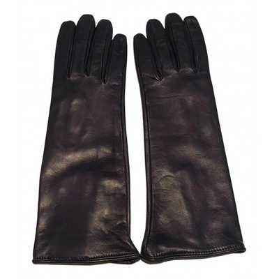 Pre-owned Versace Leather Gloves In Blue