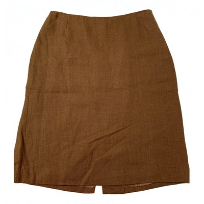 Pre-owned Prada Linen Mid-length Skirt In Camel