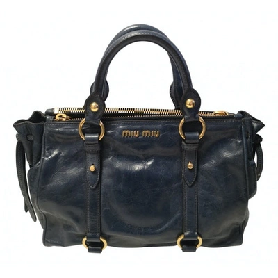 Pre-owned Miu Miu Leather Handbag In Blue