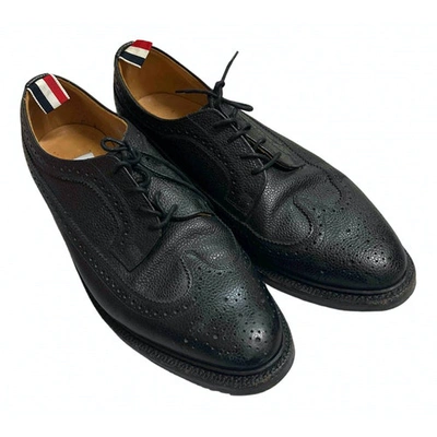 Pre-owned Thom Browne Leather Lace Ups In Black