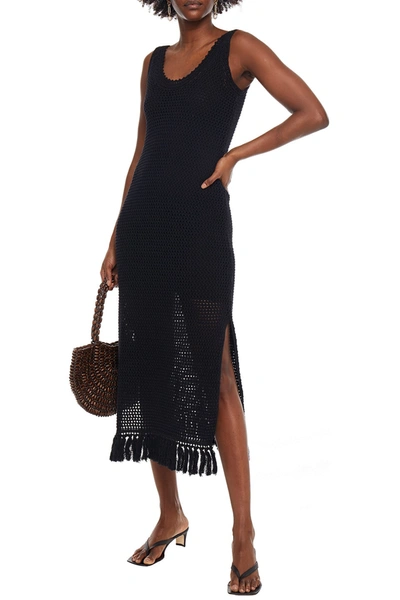 Vanessa Bruno Crochet-knit Cotton And Linen-blend Midi Dress In Black