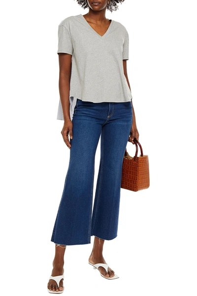 Vanessa Bruno Striped Cotton-poplin And Stretch-cotton Jersey T-shirt In Grey