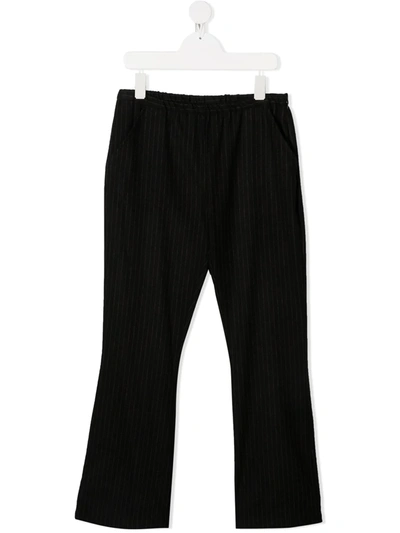 Touriste Kids' Straight-leg Striped Trousers In Black