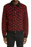 Givenchy Black & Red Wool Refracted Logo Bomber Jacket In Black/red