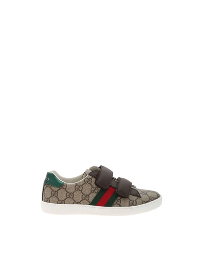 Gucci Kids' Brown Sneakers In Gg Fabric