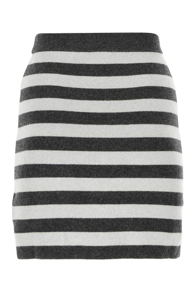 Kenzo Knitted Striped High-waisted Skirt In Black