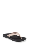 Olukai Ohana Flip Flop In Petal Pink/ Black Leather