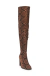 Kelsi Dagger Brooklyn Logan Snake Printed Suede Over-the-knee Boot In Espresso