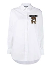 MOSCHINO TEDDY BEAR STRETCH COTTON SHIRT IN WHITE