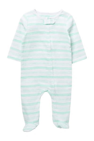 Aden + Anais Long Sleeve One-piece Coverall In Mint Stripe