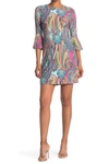 Tommy Hilfiger Jaipur Paisley Bell Sleeve Dress In Hot Pink Multi