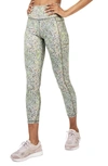 Sweaty Betty Super Sculpt 7/8 Leggings In Green Alert Pebble Print