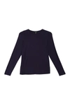 Eileen Fisher Crew Neck Long Sleeve Top In Midnt