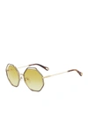 Chloé 58mm Octagonal Halo Lens Sunglasses In Havana/yellow