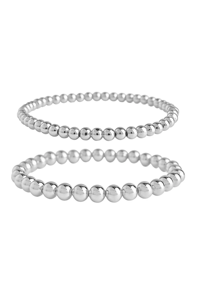 Sterling Forever Sterling Silver Beaded Stretch Bracelet Set