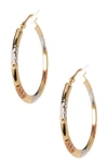 Karat Rush 14k Tricolor Gold Shiny 22mm Diamond-cut Fancy Hoop Earrings In Yellow-white