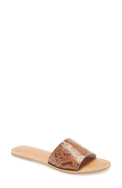 Beach By Matisse Cabana Slide Sandal In Brown Snk Leather