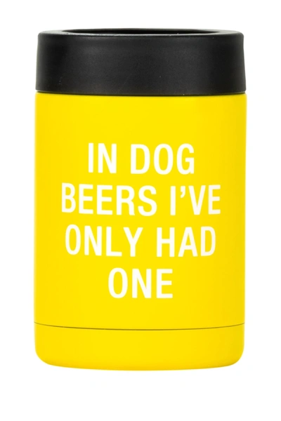 About Face Designs Dog Beers Can Cooler In Yellow