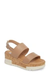 Steve Madden Brenda Wedge Sandal In Natural Leather