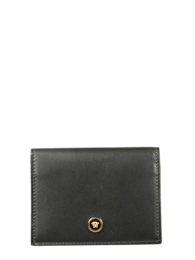 Versace Leather Card Holder In Black
