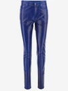 Saint Laurent Skinny Patent Style Trousers In Blu