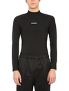 Jil Sander Long-sleeved Logo T-shirt In Black