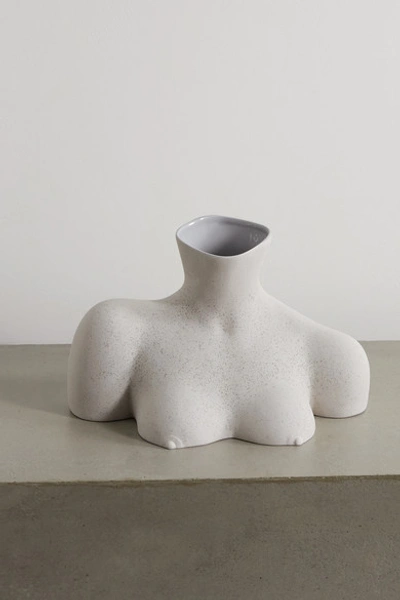 Anissa Kermiche Breast Friend Speckled Ceramic Vase In White