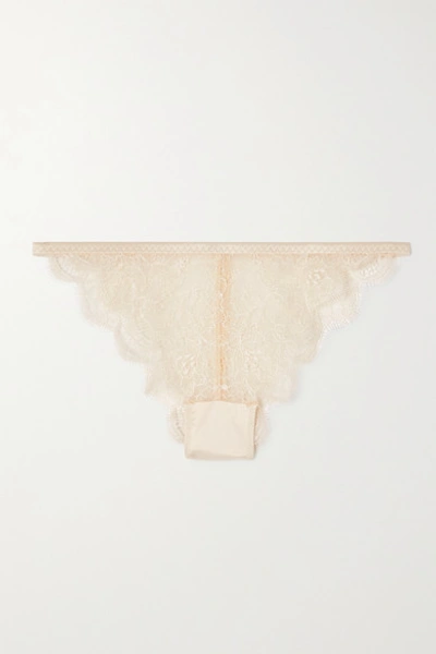 Love Stories Linda Satin-trimmed Scalloped Lace Briefs In Pink