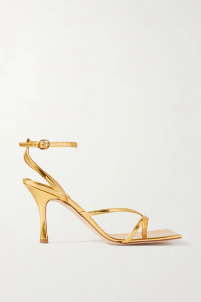 A.w.a.k.e. Women's Delta Asymmetric Square-toe Metallic Sandals In Gold