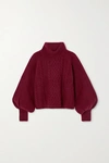 ADAM LIPPES CROPPED CABLE-KNIT CASHMERE AND SILK-BLEND TURTLENECK SWEATER