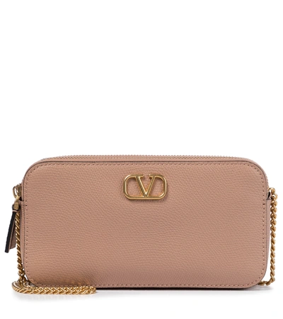 Valentino Garavani Vlogo Leather Camera Bag In Pink