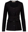 ALAÏA BELTED COTTON GABARDINE JACKET,P00527788