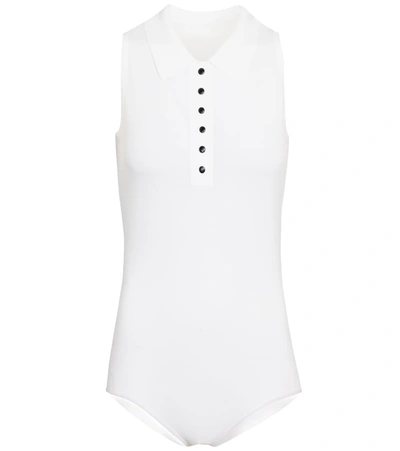 Alaïa Knit Polo-neck Bodysuit In White