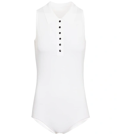 Alaïa Knit Polo-neck Bodysuit In Black