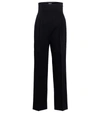 ALAÏA HIGH-RISE COTTON GABARDINE trousers,P00527796