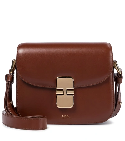 Apc Grace Mini Leather Shoulder Bag In Brown